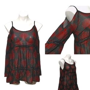 Elegant Black and Red Floral Women's Top